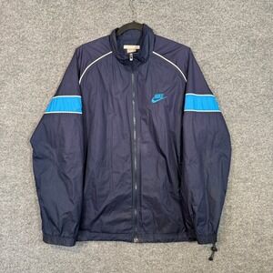 Vintage Nike Windbreaker Jacket Mens Large Blue Mesh Lined Full Zip Swoosh Y2K